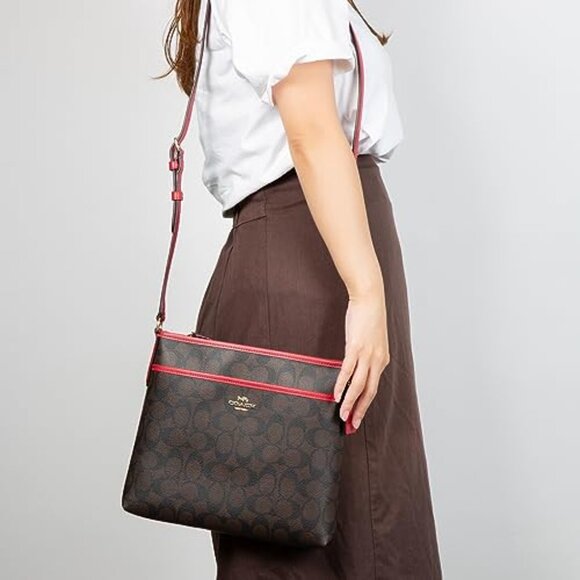 Coach File Crossbody in Signature Coated Canvas W/ Leather Details Style F29210 - Picture 1 of 11